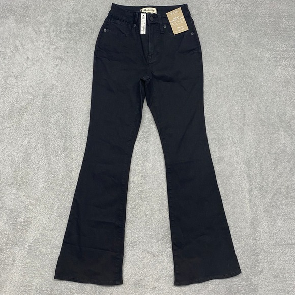 Madewell Jeans Womens 23 Petite Black Curvy Skinny Flare Denim High Rise NM920 - Picture 3 of 13